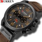 CURREN hommes montres haut de gamme marque de luxe étanche Sport montre-bracelet chronographe Quartz militaire en cuir véritable Relogio Masculino