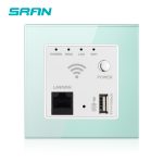 Prise de wifi de mur de SRAN avec le panneau en verre trempé par cristal d'usb 86mm * 86mm 300MB prise sans fil de relais de routage