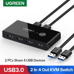 Ugreen USB KVM commutateur USB 3.0 2.0 commutateur pour Xiaomi Mi Box clavier souris imprimante moniteur 2 pièces partage 4 périphériques USB commutateur