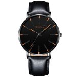 Montre minimaliste pour hommes de mode de luxe ultra-mince noir en acier inoxydable maille bracelet montre hommes d'affaires décontracté quartz horloge