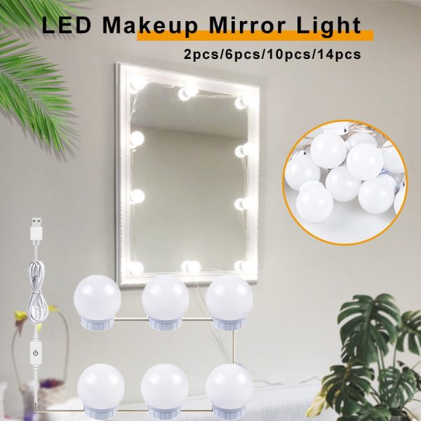 USB LED 5V lampe de maquillage applique murale beauté 2 6 10 14 Kit d'ampoules pour coiffeuse Stepless Dimmable Hollywood vanité miroir lumière