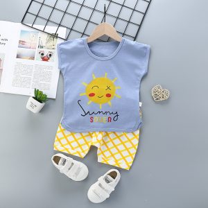 Ensemble vêtements d'été pour enfants | Shorts + t-shirt 2 pièces, haut à manches courtes, en coton imprimé, pour bébés filles, 2020