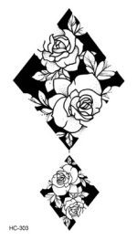 1 PC géométrique planète mode femmes temporaire tatouage autocollant noir Roses conception fleur bras corps Art grand faux tatouage autocollant