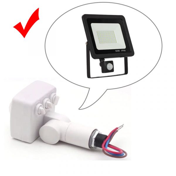Ultra-mince LED projecteur PIR détecteur de mouvement détecteur étanche extérieur 5 détecteur de mouvement LED réglable