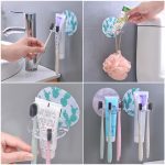 Porte-brosse à dents en plastique | Étagère de rangement de dentifrice, rasoir brosse à dents murale, organisateur de brosse à dents suspendu, ensemble d'accessoires de salle de bain