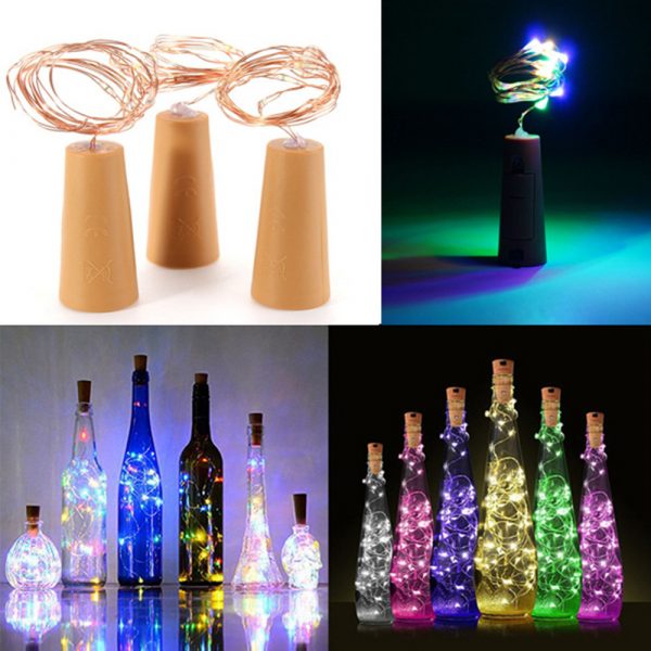 Lumière de bouteille de vin en liège alimenté par batterie 1m / 2m bricolage LED lumière de barre lumineuse fête d'anniversaire vin bouchon de bouteille bande lumineuse