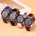 Foloy montre pour hommes bracelet en cuir synthétique polyuréthane évider analogique alliage Quartz montres hommes montre horloge