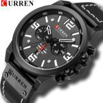 CURREN hommes montres haut de gamme marque de luxe étanche Sport montre-bracelet chronographe Quartz militaire en cuir véritable Relogio Masculino