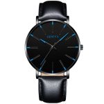 Montre minimaliste pour hommes de mode de luxe ultra-mince noir en acier inoxydable maille bracelet montre hommes d'affaires décontracté quartz horloge