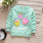 Sweat-shirt d'automne pour bébés filles | En coton fraise, à manches longues, vêtements