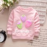 Sweat-shirt d'automne pour bébés filles | En coton fraise, à manches longues, vêtements