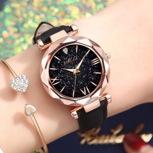 Relogio Feminino montre pour femme montres de luxe personnalité ciel étoilé montres montre-bracelet en cuir cristal strass dames montre