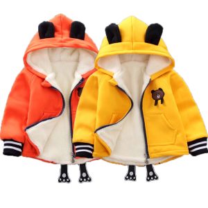 Vestes d'hiver à capuche pour bébés garçons | Manteaux en velours, vêtements d'extérieur chauds et design de dessin animé, pour l'automne