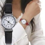 Classique femmes décontracté Quartz bracelet en cuir bracelet montre ronde analogique horloge montres-bracelets