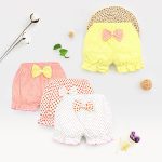 Short sous-vêtement de bébé fille | Short avec nœud à pois, short rayé, pantalon de nouveau-né, à pain, short d'été 0-2 ans