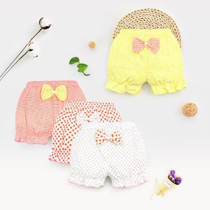 Short sous-vêtement de bébé fille | Short avec nœud à pois, short rayé, pantalon de nouveau-né, à pain, short d'été 0-2 ans