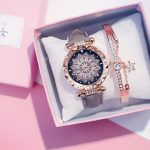 2019 femmes montres Bracelet ensemble ciel étoilé dames Bracelet montre décontracté en cuir Quartz montre-Bracelet horloge Relogio Feminino