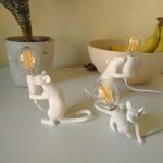 MOUSE LAMP LED E12 Black White Animal Rat Mouse Desk lamps Lights Resin Night Lights Animal Art Gold Mini Lamp white lighting