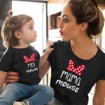 T-shirt maman et mini | Vêtements assortis pour famille, en coton, avec nœud, kawaii, vêtements maman et me, vêtements de petites filles et tenues assorties