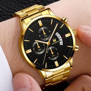 Hommes de luxe affaires militaire montre à Quartz or acier inoxydable bande hommes montres Date calendrier mâle horloge Relogio direct montre