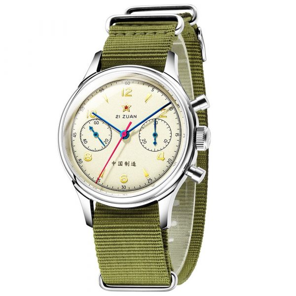 Montre Mécanique Chronographe Red Star 38mm - Style Pilote Vintage, Mouvement Manuel, Neuve