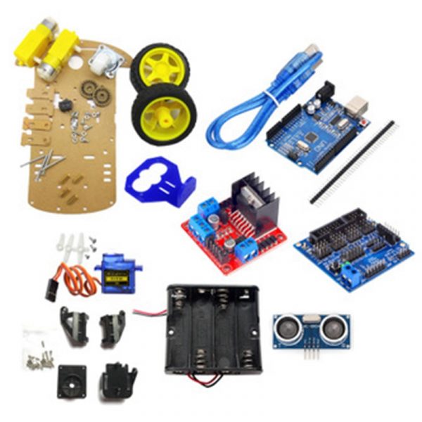 Kit de voiture Robot intelligent comprend Uno R3 capteur à ultrasons Module Bluetooth pour Arduino avec tutoriel
