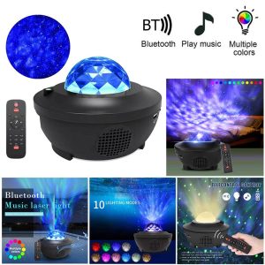 Coloré ciel étoilé galaxie projecteur Blueteeth USB commande vocale lecteur de musique LED veilleuse USB charge Projection lampe cadeau