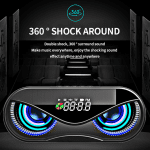 Haut-parleur Bluetooth Cool hibou conception LED Flash Portable sans fil haut-parleur TF carte FM Radio réveil TV basse affichage intelligent M6