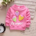 Sweat-shirt d'automne pour bébés filles | En coton fraise, à manches longues, vêtements