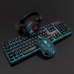 4 pièces rétro-éclairage ergonomique étanche USB clavier ensemble éclairé jeu souris casque accessoires Pad ordinateur mécanique maison