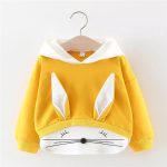Vêtements en velours pour petites filles | Automne, hiver plus, vêtements pour bébés filles, coton manches longues, sweats à capuche, dessin animé oreilles, vêtements de sport pour enfants