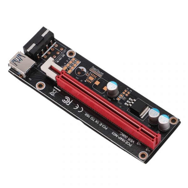 Adaptateur PCIe 1X à 16X Riser Avec Câble D'alimentation - Pour Mining Cartes Graphiques, Connecteur USB - 5