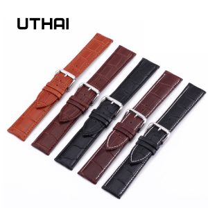 UTHAI Z08 bracelet de montre bracelets en cuir véritable 10-24mm accessoires de montre de haute qualité couleurs marron bracelets de montre