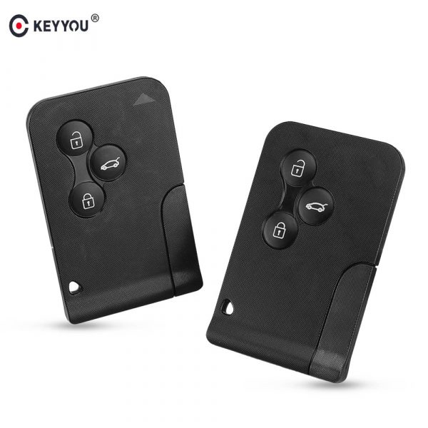KEYYOU 3 bouton carte à puce pour Renault Clio Logan Megane 2 3 Koleos scénic carte étui noir voiture clé porte-clés coquille avec petite clé