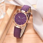 Mode femmes romantique ciel étoilé Montre-Bracelet Bracelet en cuir strass concepteur dames horloge robe Simple Gfit Montre Femme