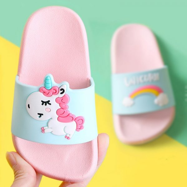 Suihyung arc-en-ciel licorne pantoufles pour garçons filles nouvel été enfants chaussures de plage bébé enfant en bas âge doux intérieur pantoufles enfants sandales