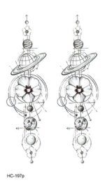 1 PC géométrique planète mode femmes temporaire tatouage autocollant noir Roses conception fleur bras corps Art grand faux tatouage autocollant