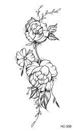 1 PC géométrique planète mode femmes temporaire tatouage autocollant noir Roses conception fleur bras corps Art grand faux tatouage autocollant