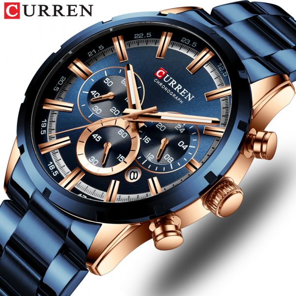 CURREN nouvelle mode hommes montres avec acier inoxydable haut marque de luxe sport chronographe Quartz montre hommes Relogio Masculino