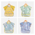 Quaslover-bibelots pour bébés en coton | Accessoires de dessins animés pour enfants, manches courtes, écologiques, imperméables, vêtements lavables pour l'alimentation des bébés