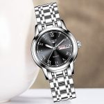 LIGE nouvelle haute qualité dames montre de luxe en or Rose noir en acier inoxydable étanche montres femme classique série dames montre