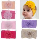 Bandeau pour bébé en mousseline | Gros bandeau avec nœud fleuri, accessoire pour cheveux Turban enfant, nouveau-né fille bambin
