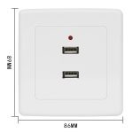 KEKA-chargeur mural USB double | Adaptateur d'alimentation AC/DC, panneau de plaque de sortie, 220V à 5V, blanc, sûr, 2 Ports, prises électriques
