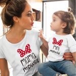 T-shirt maman et mini | Vêtements assortis pour famille, en coton, avec nœud, kawaii, vêtements maman et me, vêtements de petites filles et tenues assorties
