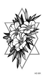 1 PC géométrique planète mode femmes temporaire tatouage autocollant noir Roses conception fleur bras corps Art grand faux tatouage autocollant
