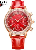 LIGE nouvelle haute qualité dames montre de luxe en or Rose noir en acier inoxydable étanche montres femme classique série dames montre