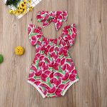 Pudcoco-vêtements pour bébés filles | Nouvelle mode, vêtements pour nouveau-né fille, combinaison avec bandeau, imprimé pastèque, 2 pièces, vêtements d'été