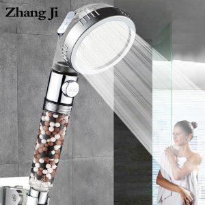 Zhang Ji nouveau remplacement filtre balles économie d'eau SPA pomme de douche avec bouton d'arrêt 3 Modes réglable haute pression pomme de douche