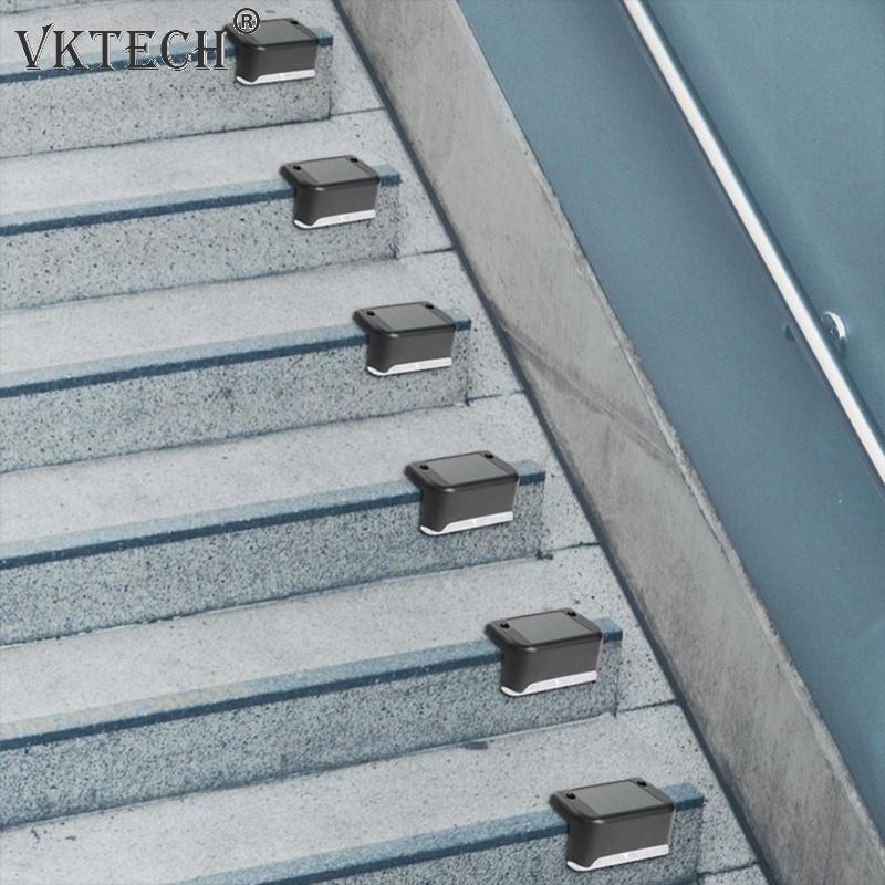 4 pièces LED lampe d'escalier solaire IP65 étanche extérieure jardin