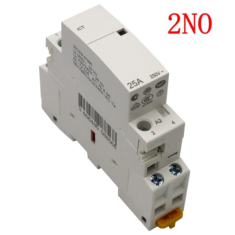 Contacteur Secteur AC 2P 25A 24V 2NO - Pour Rail DIN, 50/60Hz - Faible Bruit, économique, Installation Facile